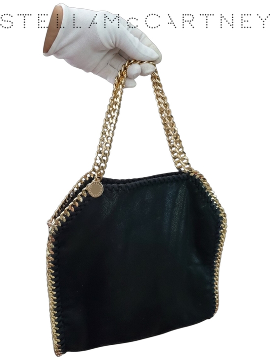 Stella McCartney Handbags - Stella McCartney Mini Falabella Black Gold Fold Over Tote Bag Authenticated
